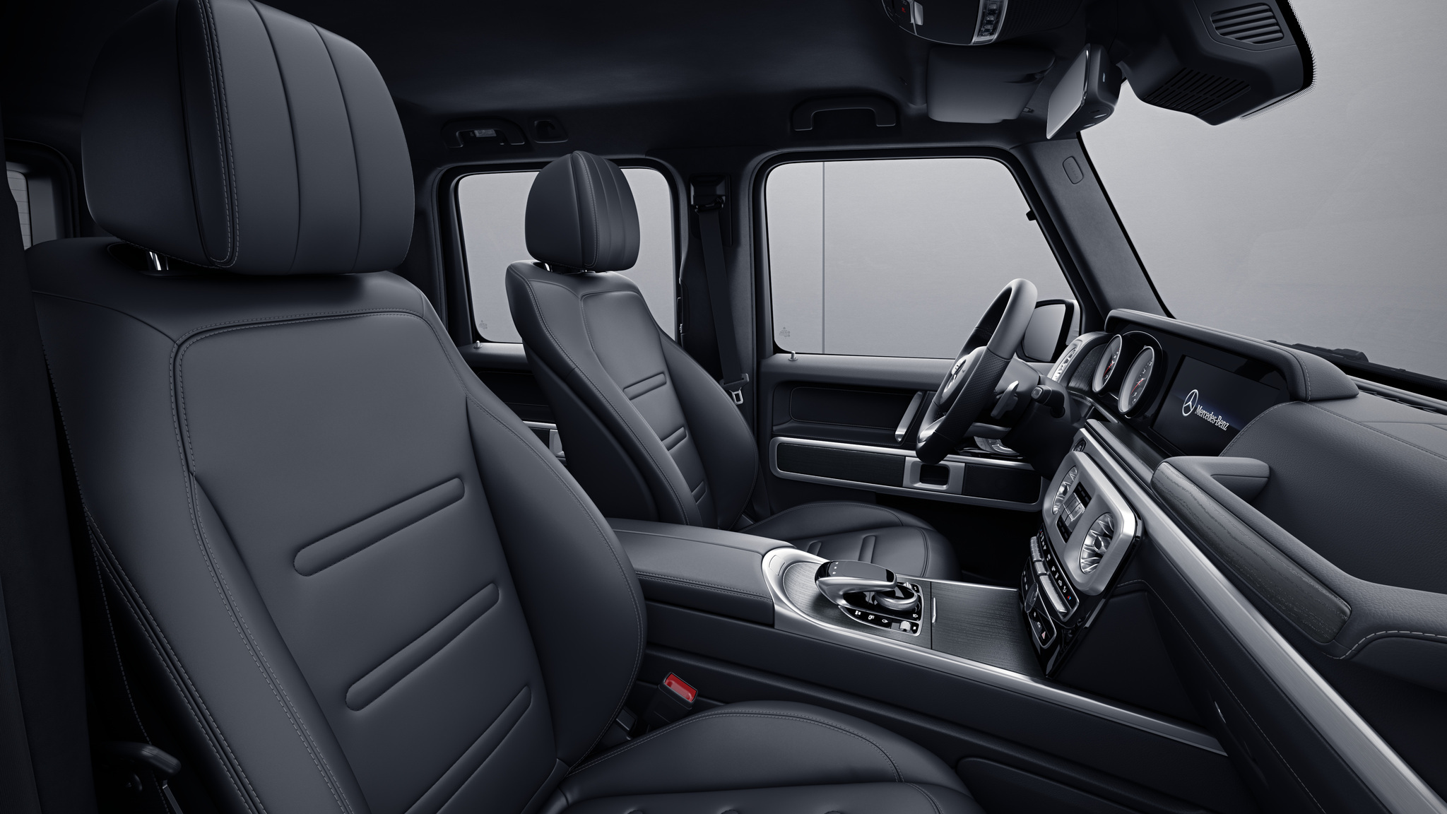 Habitacle de la Mercedes Classe G avec une Sellerie cuir nappa noir