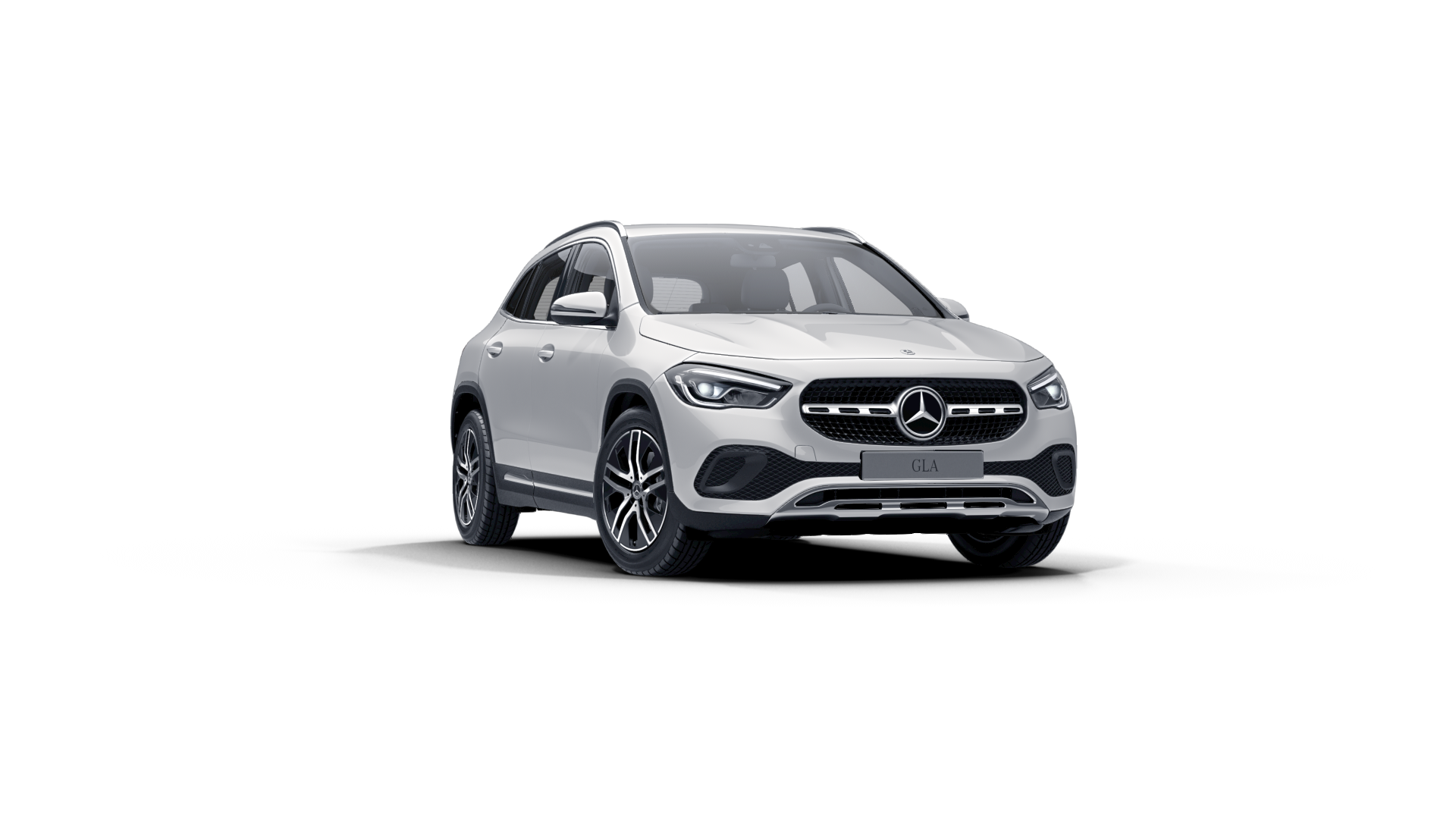 Mercedes Benz GLA noire Finition Progressive : Vue de trois quarts de profil à l'arrêt