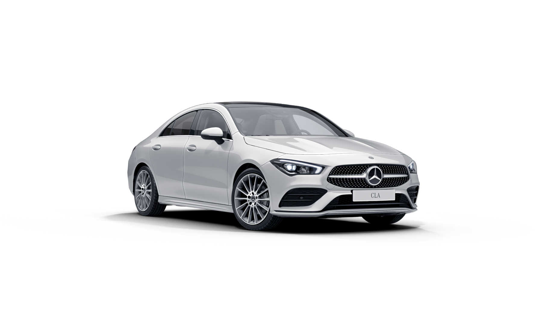 Mercedes Benz CLA Finition AMG Line +, Vue de trois quarts de profil de l’avant à l'arrêt