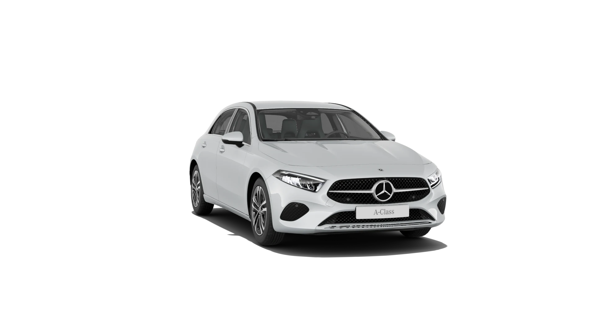 Mercedes-Benz Classe A Grise Finition Style : Vue de trois quarts de profil à l'arrêt