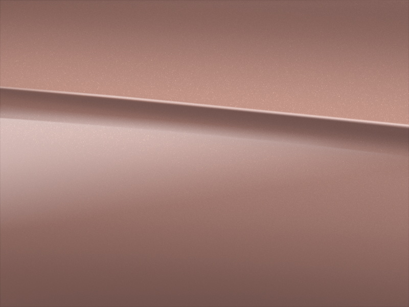 Vue de trois quarts de profil de la Mercedes Classe A Berline avec la peinture métallisées - or rosé